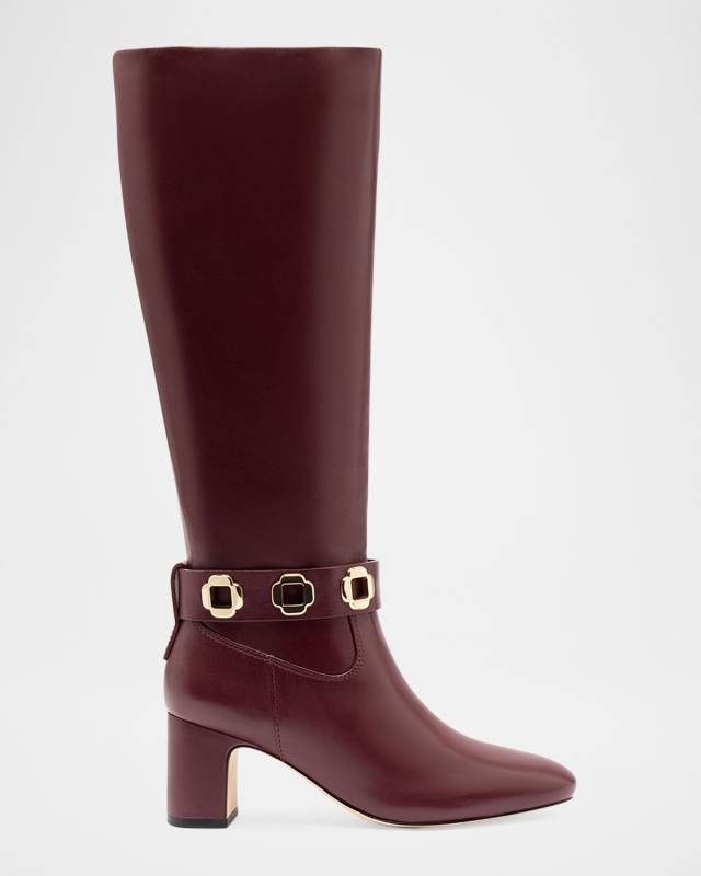 Milan Leather Ankle-Strap Knee Boots